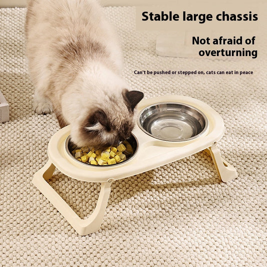 KFX-8750269 Foldable Double Bowl Set for Pets in Various Colors - Stainless Steel & Plastic Options