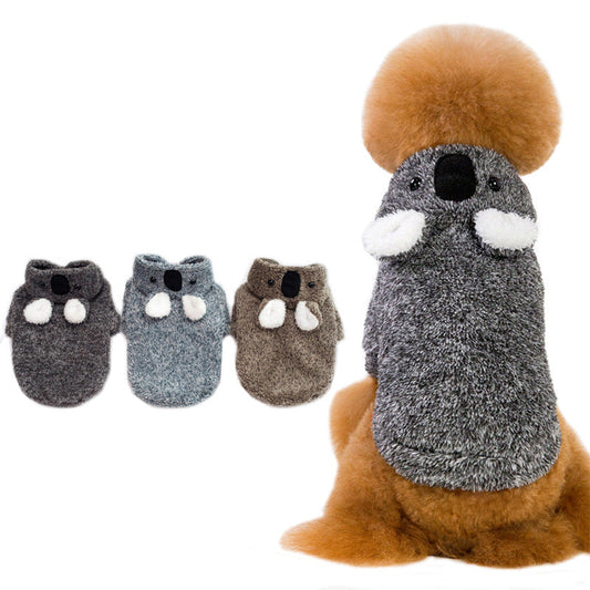 KFX-8750653 Soft Coral Fleece Sloth Bear Dog Clothes in Black, Brown, and Royal Blue