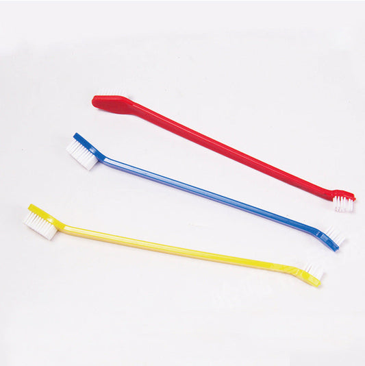 KFX-8751933 Nylon Bristle Dog Toothbrush with Plastic Handle and Paw Print Design