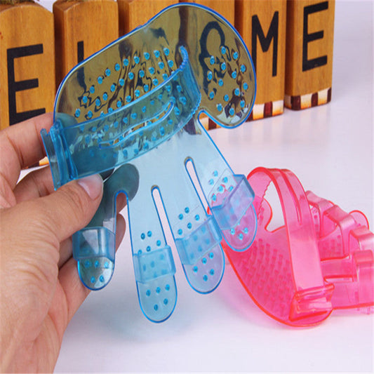 KFX-8755645 Five Finger Pet Bath Brush - Eco-Friendly PVC, Pink & Blue, 11 x 12cm