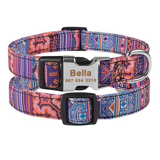 KFX-8761661 Personalized Eco-friendly Adjustable Dog Collar with Engraved ID Tag for All Breeds