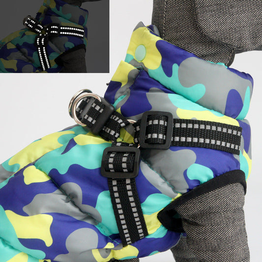 KFX-8771005 Winter Warm Pet Dog Jacket with Lace Up Design for Puppies in Various Sizes