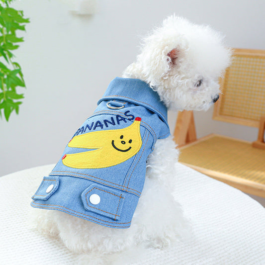 KFX-8779453 Banana Denim Pet Clothing for Small and Medium Dogs, XS to XL Sizes