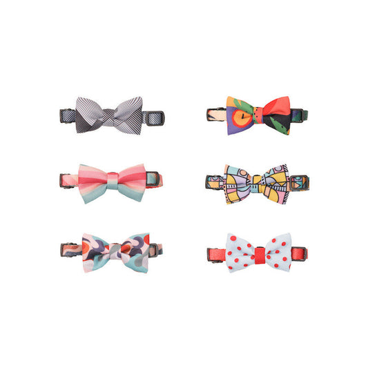 KFX-8790589 Stylish Cotton Bow Tie Cat Collar in Multiple Designs and Colors