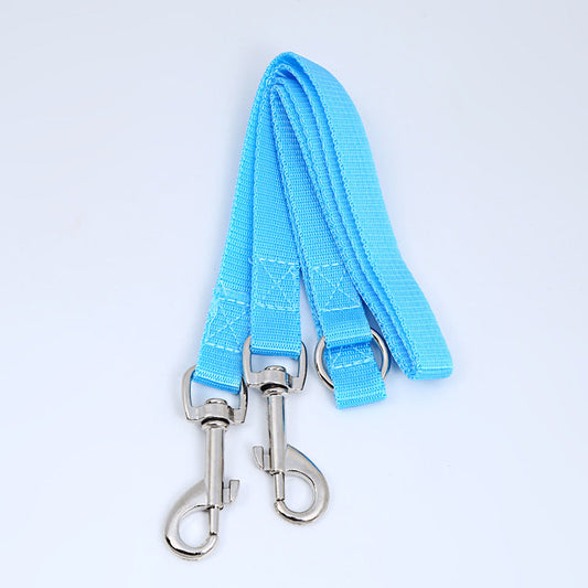 KFX-8819389 Multicolor Double Head Pet Leash, 90cm Nylon Design for Two Dogs
