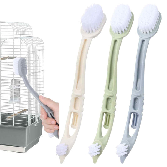KFX-8826941 Bird Cage Cleaning Tool with Long Handle and Dual Brush Heads - Essential Accessory for Easy Maintenance
