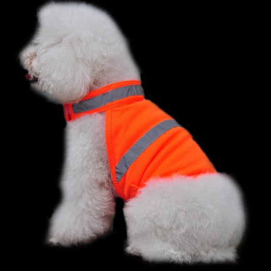 KFX-8829501 Reflective Fluorescent Dog Safety Vest - Casual Polyester in Yellow & Orange, Sizes S, M, L