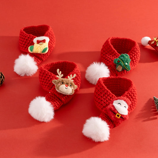 KFX-8837437 Christmas-Themed Cat Scarf with Stripe Patterns - Various Holiday Designs Available