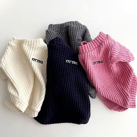 KFX-8841405 Corn Plaid Sweaters for Pets - Cute Casual Clothing in Pink, Dark Blue, Beige, and Gray, Sizes XS-XXL
