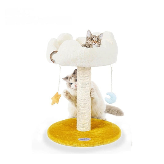 KFX-8846653 Wooden Integrated Cat Climbing Frame with Flower Cat Nest - 43x33x50CM