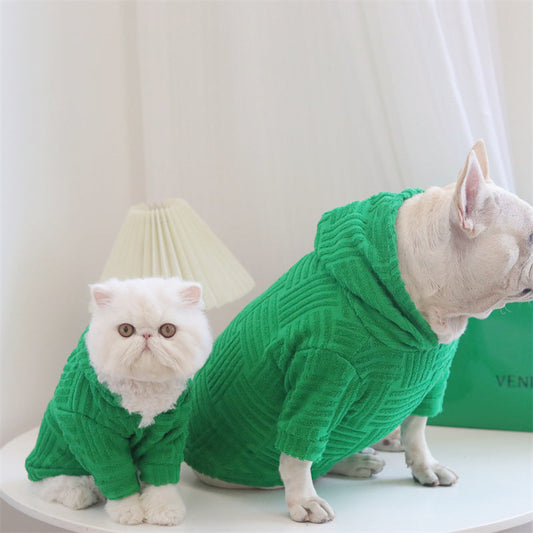 KFX-8853437 Green Terry Cloth Christmas Dog Apparel - Simple and Stylish Holiday Outfit