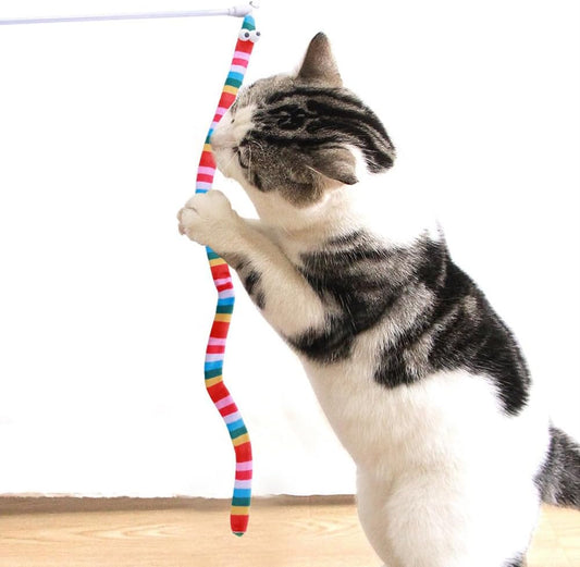 KFX-8855613 Interactive Plush Cat Teaser Wand with Colorful Design for Fun Playtime