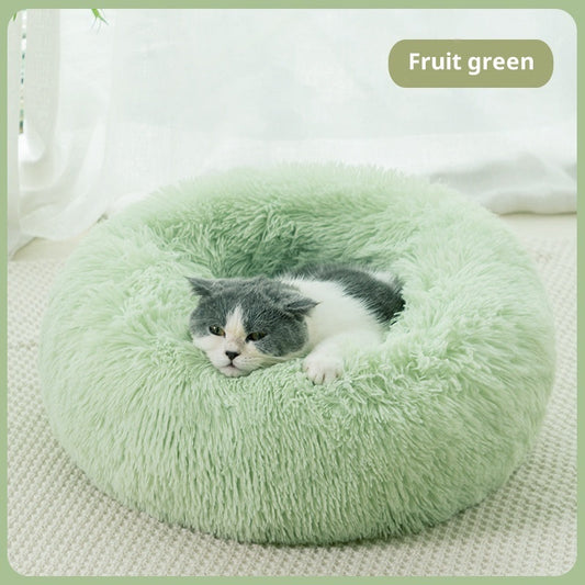 KFX-8869693 Plush Winter Warm Cat & Dog Bed - Cozy Fabric Pet Bed, Various Sizes & Colors
