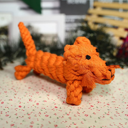 KFX-8870461 Cotton Rope Animal Chew Toy for Dogs - Giraffe, Hippo, Elephant, Duck, Bear, Tiger, Turtle, Alligator, Lion, Squirrel, Octopus, Dinosaur