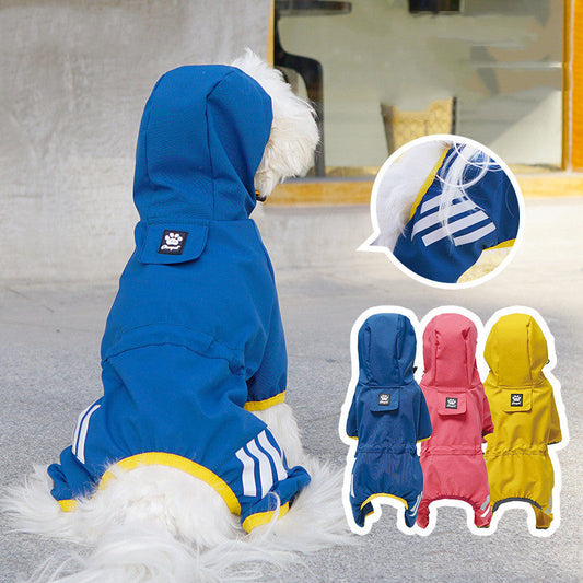 KFX-8883517 Waterproof Dog Raincoat in Lake Blue, Rose Red, and Turmeric - Available in S, M, L, XL, 2XL