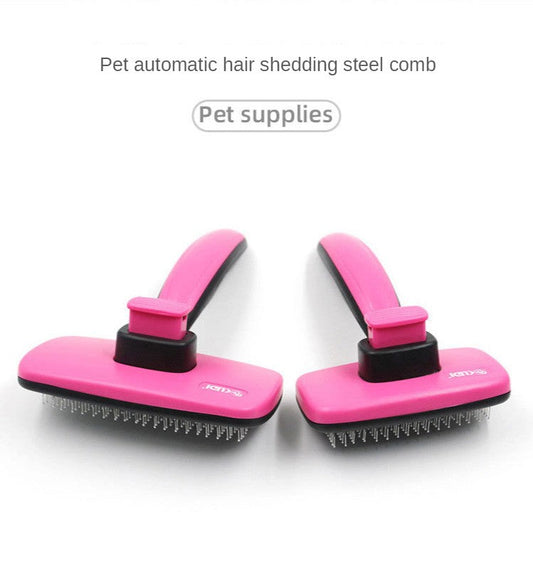 KFX-8886717 Automatic Stainless Steel Pet Grooming Comb for Dogs and Cats with Retractable Self-Cleaning Feature