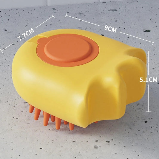 KFX-8888381 Pet Bath Brush with Shampoo Dispenser for Cats and Dogs - 9x8x5.3cm, Lightweight 55g Cleaning Tool