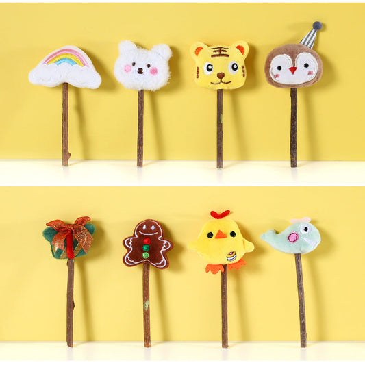 KFX-8889533 Rainbow Plush Chew Toys for Cats - Molar Sticks for Dental Health, Handmade from Natural Materials
