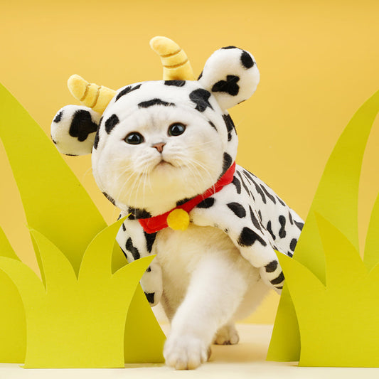 KFX-8891453 Cozy Four Seasons Cow Cloak for Cats - Warm and Stylish Pet Apparel