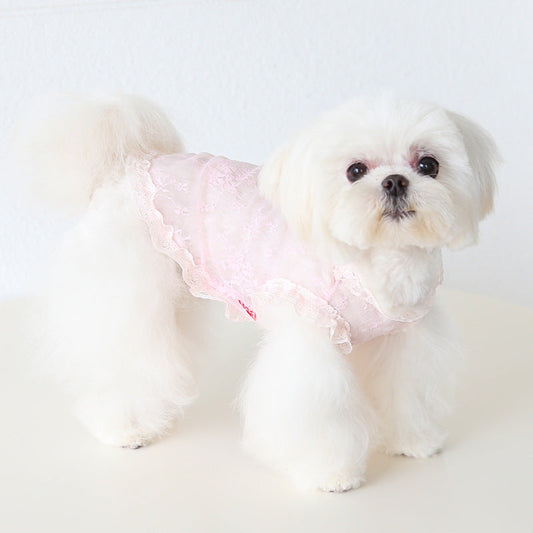 KFX-8913725 Lace Yarn Pet Vest for Dogs and Cats - Anti-Lint, Available in Pink, Apricot, and White, Sizes XS-XL