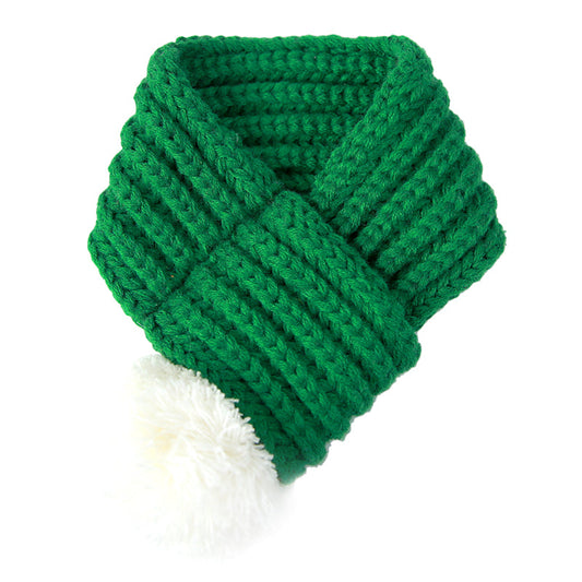 KFX-8927037 Cozy Fleece Scarf for Small and Medium Pets in Green and Red Ball Colors