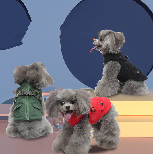 KFX-8934845 Warm Cotton-Padded Pet Jacket with Zipper for Winter - Multiple Colors & Sizes Available