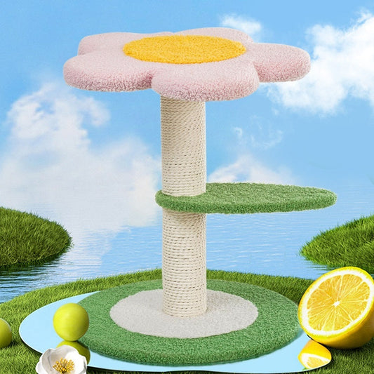 KFX-8941117 Peach Blossom Cat Climbing Frame with Integrated Nest and Sisal Scratch Board