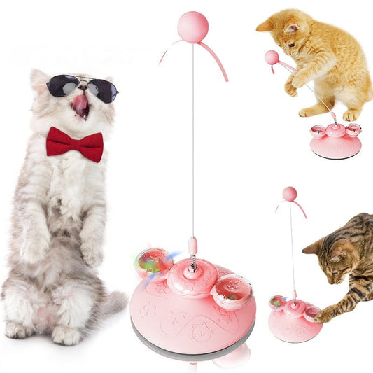 KFX-8941757 Donut Cat Teaser Toy for Fun and Boredom Relief - Plastic in Yellow and Pink