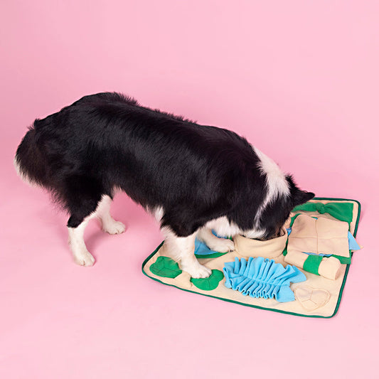 KFX-8942397 Interactive Snuffle Mat for Dogs - Nosework Feeding Blanket for Foraging and Enrichment| 60x60cm Polar Fleece