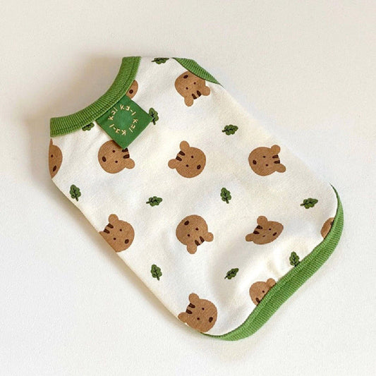 KFX-8946493 Full Printed Collar Vest for Small to Medium Dogs - Milk Silk Pet Clothes in Yellow and Green