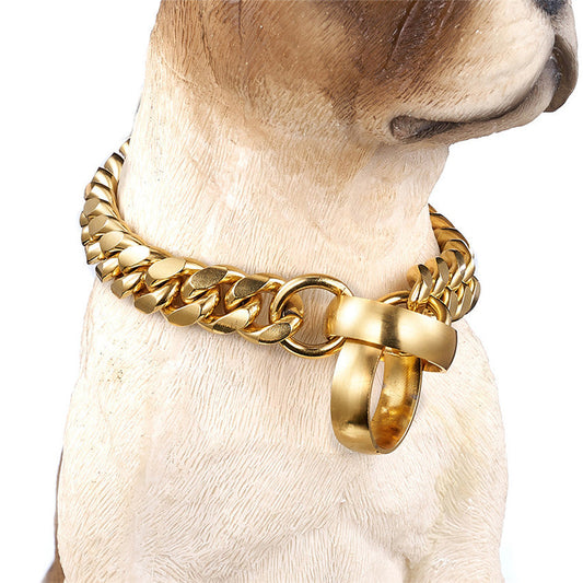 KFX-8948669 Durable 14mm Titanium Steel Chain Dog Collar - Custom Lengths Available