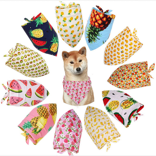 KFX-8954045 Fruit Green Leaf Cotton Pet Scarf and Drool Towel for Small to Large Dogs and Cats