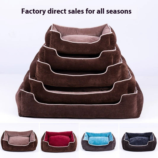 KFX-8966205 Velvet Pet Bed House for Small to Extra Large Dogs and Cats in Khaki, Wine Red, Dark Blue
