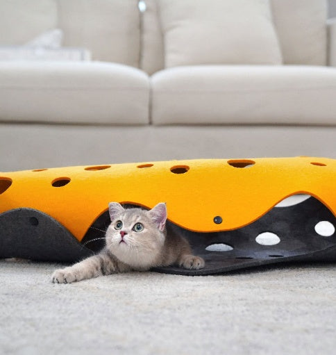 KFX-8972989 Folding Cat Tunnel with Soft Felt Material and Easy Assembly for Cats 93x22x22cm