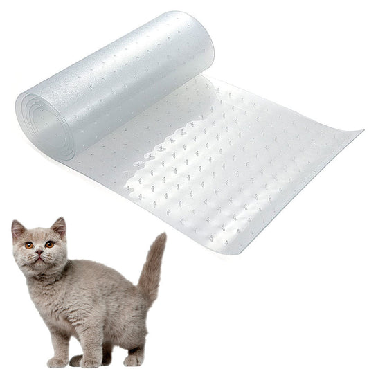 KFX-8973885 Transparent Cat Scratch Protective Floor Mat - PVC Scratch-Resistant Pad for Carpet Protection, Solid Color, Modern Design