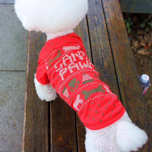 KFX-8977853 Cozy Christmas Teddy Clothes for Pets - Soft Polyester Cotton Attire