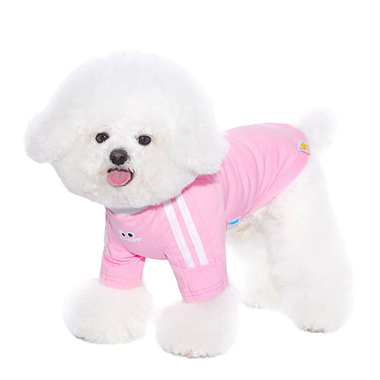KFX-8979261 Small Pet Clothing for Dogs and Cats in Pink and Blue, Cotton and Spandex Blend, Casual Style, Multiple Sizes Available