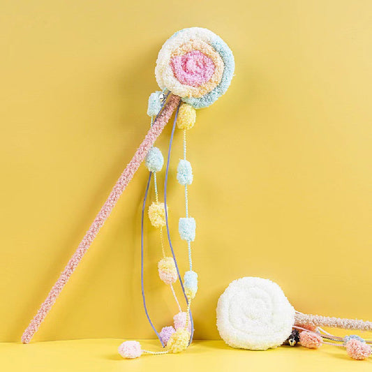 KFX-8984253 Colorful Plush Lollipop Shape Cat Teaser Toy for Playful Kittens