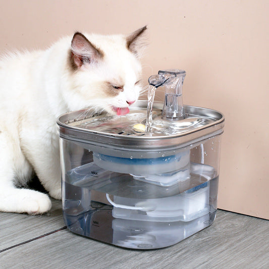 KFX-8985277 Automatic Stainless Steel Water Fountain for Dogs and Cats - 2L Capacity with Ultra-Quiet Pump