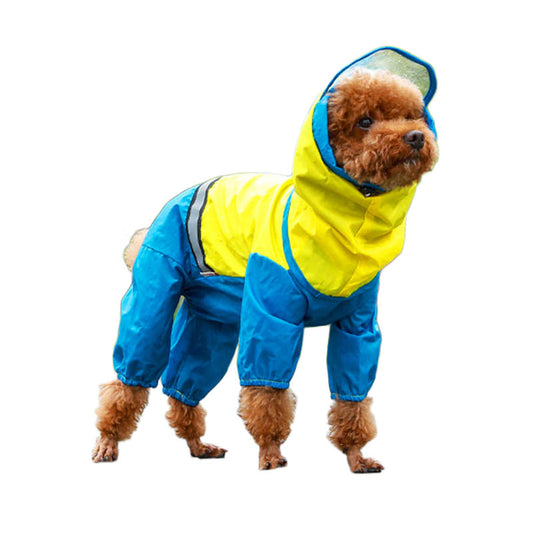 KFX-9012797 Reflective Medium Dog Raincoat in Yellow/Blue or Orange/Gray for All Weather Protection
