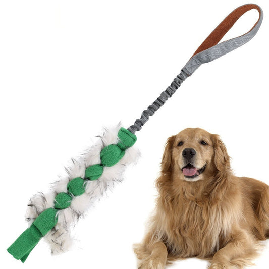 KFX-9014845 Interactive Bite-Resistant Cord Teether Pet Toy - Tug-of-War Design in Green, Orange, and Blue