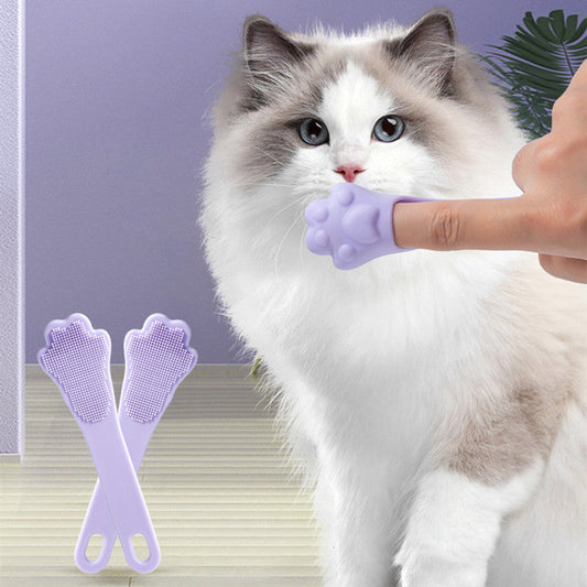 KFX-9019837 Finger Toothbrush for Small Dogs - Tooth Stain Removal - TPR Material - Pink, Yellow, Purple