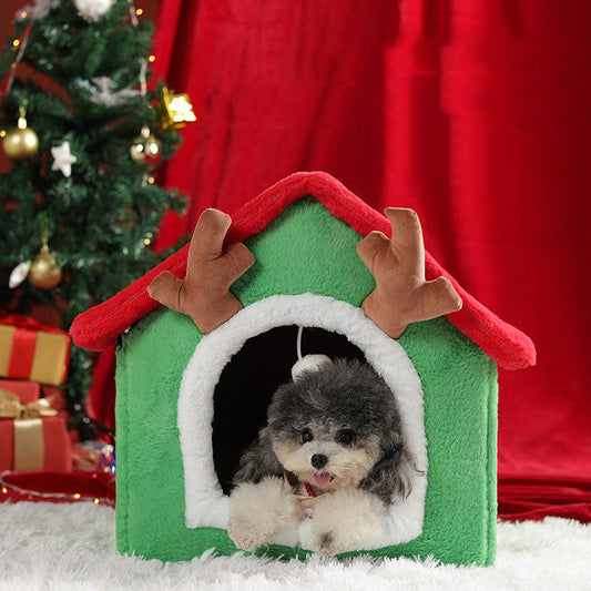 KFX-9022013 Cozy Small Cat & Dog Teddy House Nest with Rabbit Fur Lining