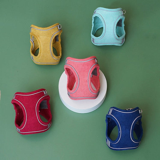 KFX-9027005 Stylish Cat Leash Vest Harness in Deerskin Velvet - Available in Multiple Colors and Sizes