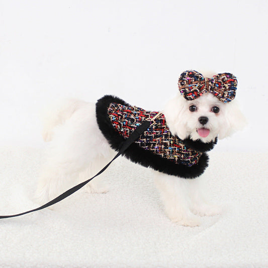 KFX-9027517 Classic Cloak with Traction Rope for Pets - Versatile Hand-Holding Options in Stylish Designs