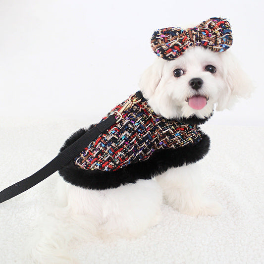 KFX-9027517 Classic Cloak with Traction Rope for Pets - Versatile Hand-Holding Options in Stylish Designs
