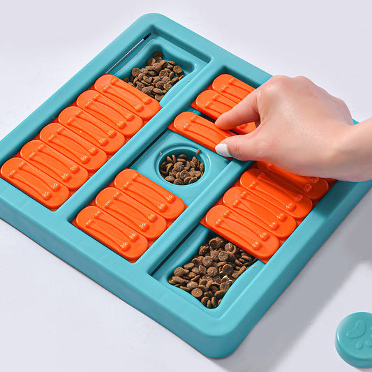 KFX-9040061 Interactive Dog Toy for Boredom Relief - Square Leaky Food Dispensing Design, Green/Blue, 23*24*2.8CM