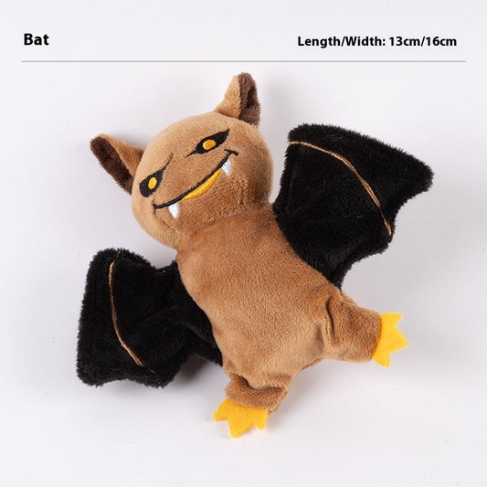 KFX-9046589 Rechargeable Plush Electric Cat Toy with Swinging Wings - Halloween Bat and Naughty Pumpkin Designs
