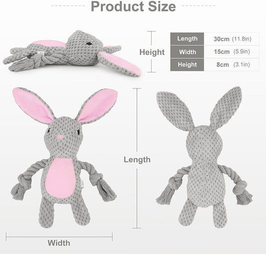 KFX-9052221 Interactive Plush Dog Squeaker Toy with Crinkle Paper and Cotton Rope for Small to Medium Dogs