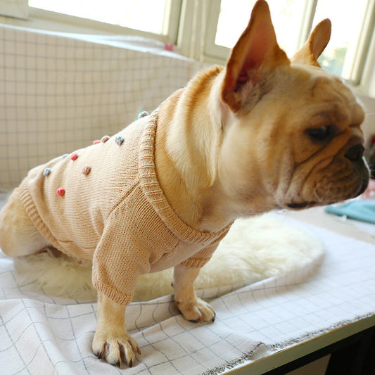 KFX-9058493 Cozy Acrylic Two-Legged Pet Sweater for Autumn and Winter in Pearl Milk Tea Color